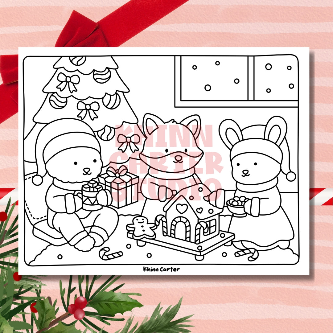 Digital Download • "Christmas Parties" Coloring Pages